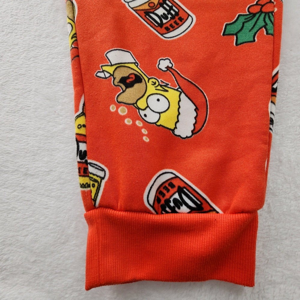 The Simpsons Duff Beer Track Pants Mens XL Orange Christmas Homer Jogger Holiday - Picture 2 of 12